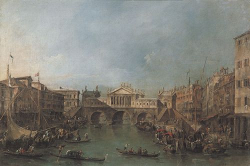 Guardi, Francesco: Canal Grande mit der Rialtobrcke nach dem Entwurf Palladios