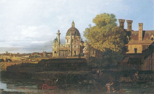 Canaletto (II) (Werkstatt): Ansicht der Karlskirche in Wien
