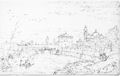 Canaletto (II): Der Kanal an den Stadtbefestigungen zu Padua mit der Porta Pontecorvo und der Kirche Sta. Giustina