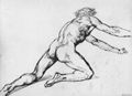Géricault, Jean Louis Théodore: Studie zu einem knienden Mann der sich versucht aufzurichten