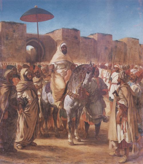 Delacroix, Eugne Ferdinand Victor: Der Sultan von Marokko Mulay-Abd-Er-Rahman und sein Gefolge vor dem Palast in Mekns