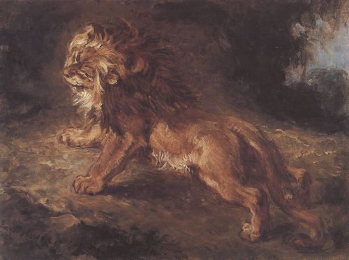 Delacroix, Eugne Ferdinand Victor: Lwe lauert auf seine Beute