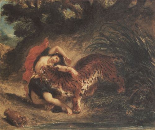 Delacroix, Eugne Ferdinand Victor: Inderin vom Tiger zerrissen