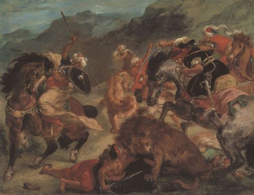 Delacroix, Eugne Ferdinand Victor: Lwenjagd