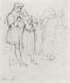 Cornelius, Peter von: Faust und Gretchen, im Hintergrund Mephisto und Marthe