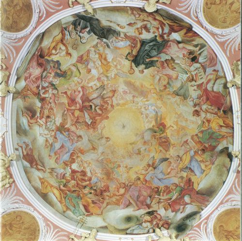 Asam, Cosmas Damian: Fresken in Ensdorf, Szene: Dreifaltigkeit, Engel und Heilige in der Glorie