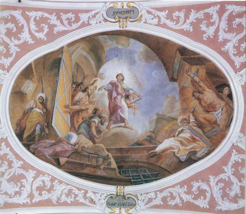 Asam, Cosmas Damian: Fresken in Ensdorf, Szene: Der Hl. Jakobus als Befreier der Gefangenen
