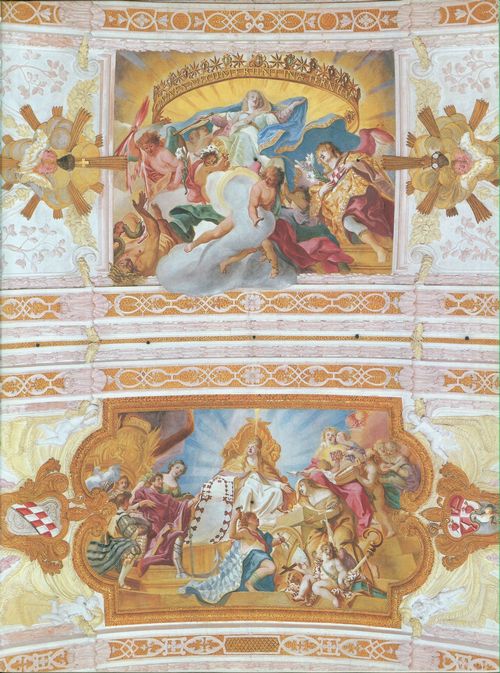 Asam, Cosmas Damian: Fresken in Frstenfeld; Schutzmantelmadonna und Stiftung der Frstenfelder Kirche