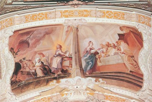 Asam, Cosmas Damian: Fresken in Frstenfeld, Szene: Maria verteilt himmlische Speise, Jesus in der Kche