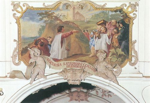 Asam, Cosmas Damian: Fresken in Freising; Die Stephanskirche erstrahlt in himmlischem Glanz »Ecclesia S. Stephani celitus splendescit«