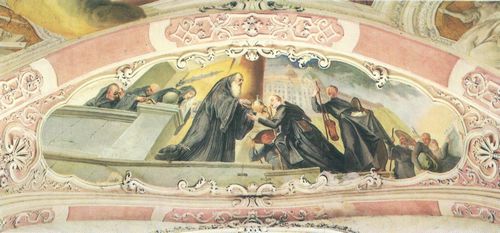 Asam, Cosmas Damian: Fresken in Wahlstaat, Szene: Entsendung der ersten Benediktiner von Monte Cassino