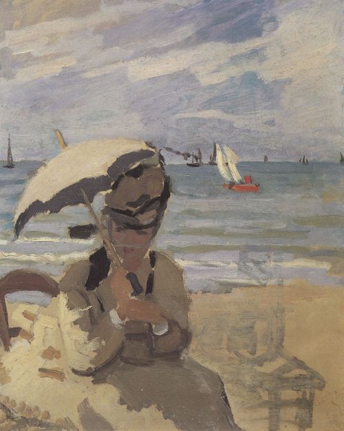 Monet, Claude: Camille Monet am Strand von Trouville