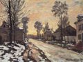 Monet, Claude: Straße nach Louveciennes, Schmelzender Schnee, Sonnenuntergang