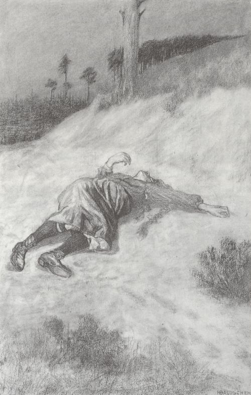 Baluschek, Hans: Zyklus »Opfer«: Mord (Tod im Schnee)