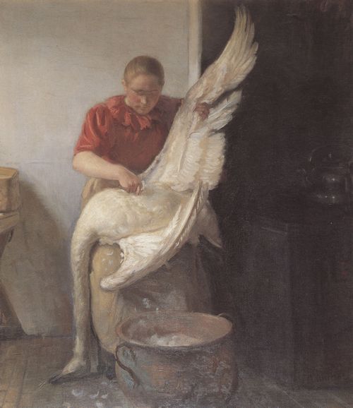Ancher, Anna: Junges Mdchen, einen Schwan rupfend