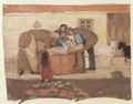 Ancher, Anna: Schafwäsche vor einem Haus