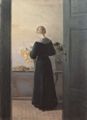 Ancher, Anna: Ein junges Mädchen ordnet Blumen