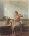 Ancher, Anna: Sitzende Frau, ihr Haar flechtend