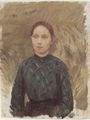 Ancher, Anna: Junge grüngekleidete Frau, in einer Düne sitzend
