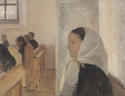 Ancher, Anna: Mdchen beim Gottesdienst in der Skagener Kirche