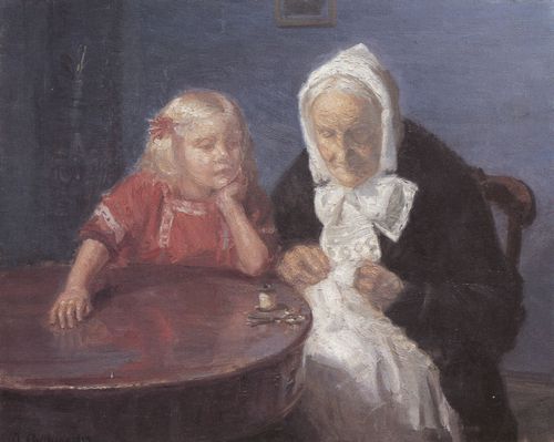 Ancher, Anna: Gromutter wird unterhalten