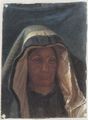 Ancher, Anna: Weibliche Modellfigur mit drapierter Kopfbedeckung im Stile Rembrandts