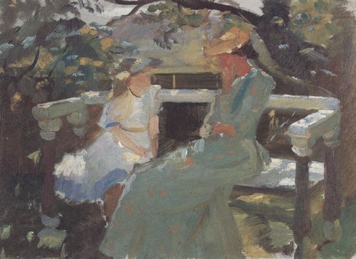 Ancher, Anna: Auf der Gartenbank, Hekga und Ane Thorup