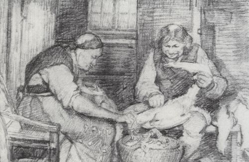 Ancher, Anna: Zwei Alte rupfen Mwen