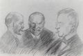 Ancher, Anna: C.F. Dahlerup, Michael Ancher und Architekt Ulrik Plesner beim Kartenspielen