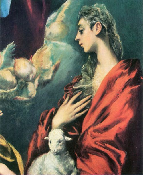 Greco, El: Maria mit Kind und die hll. Martina und Agnes, Detail