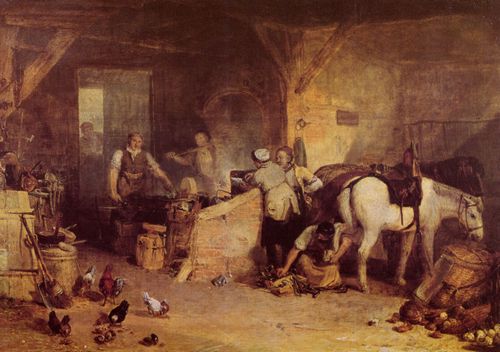 Turner, Joseph Mallord William: Ein Landschmied streitet ber den Eisenpreis (A Country Blacksmith disputing upon the Price of Iron, and the Price charged to the Butcher for shoeing his Poney)