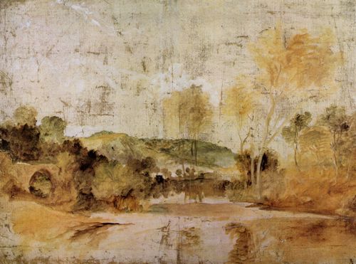 Turner, Joseph Mallord William: Flussszene mit Reuse in mittlerer Entfernung (River Scene with Weir in the Middle Distance)