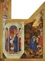 Broederlam, Melchior: Altar für Philipp den Kühnen, Herzog von Burgund, rechter Flügel: Die Darstellung im Tempel und die Flucht nach Ägypten