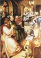 Dürer, Albrecht: Die sieben Schmerzen Mariä, Mitteltafel, Szene: der zwölfjährige Jesus im Tempel