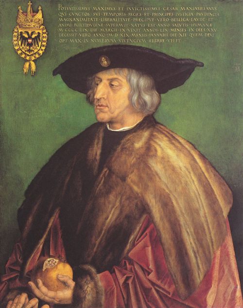 Drer, Albrecht: Portrt des Kaisers Maximilians I. vor grnem Grund