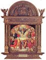 Dürer, Albrecht: Landauer Altar, innen, Szene: Anbetung der Dreifaltigkeit durch die Civitas Dei