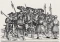 Breu, Jrg d. .: »Einzug Kaiser Karls V. in Augsburg«, Vier Frsten von sechs Knechten umgeben