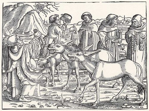 Lucius d. Ä., Jacob: Vier Mönche und drei Esel