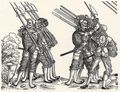 Stör, Niklas: Soldatenzug, Ein Feldwebel, Fünf Knechte mit Zweihändern, Fünf Knechte mit Helmbarten