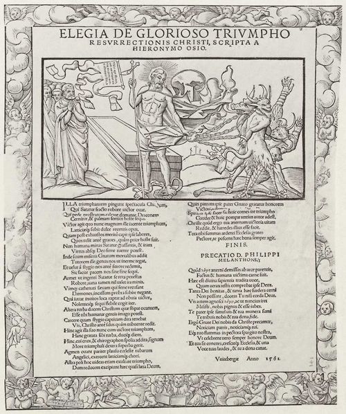 Cranach, Lucas (Werkstatt): Die Auferstehung Christi mit Versen von Philip Melanchtons