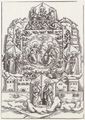 Gerung, Matthias: Die Hl. Dreifaltigkeit umgeben von Engeln, Aposteln und Kirchenvätern im himmlischen Jerusalem