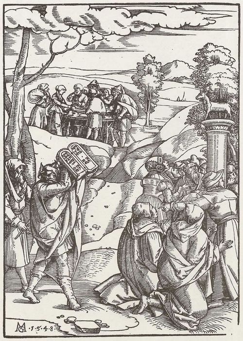 Gerung, Matthias: Moses mit den Gesetzestafeln; Anbetung des goldenen Kalbes