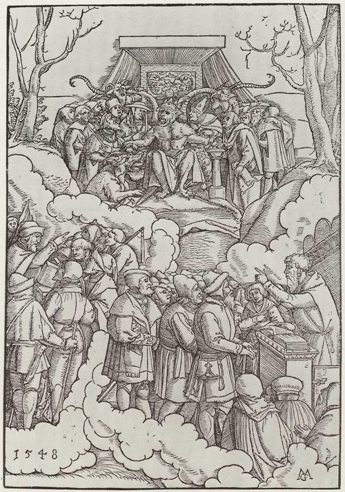 Gerung, Matthias: Der Antichrist auf dem Thron, umgeben von rmischen Klerikern als Berater