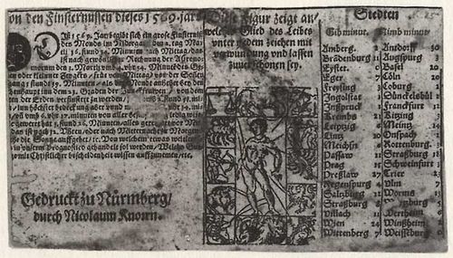 Knorr, Nicolaus: Kalender des Jahres 1569 mit Sternzeichen (Fragment)