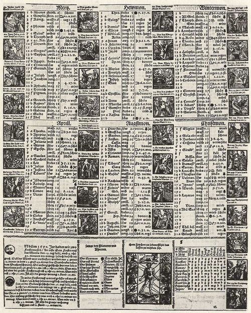 Manger, Michael: Kalender des Jahres 1590 mit einer Ansicht von Ausgburg, unterer Teil