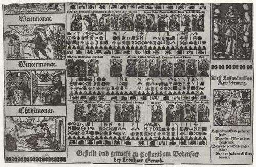Straub d. ., Leonhard: Kalender des Jahres 1595 mit Heiligenbildern