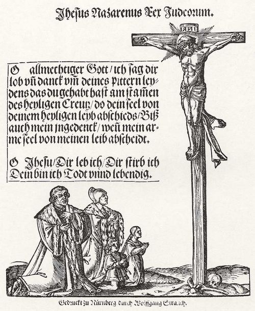 Strauch, Wolfgang: Andachtsbild: kniende, betende Auftraggeber vor gekreuzigtem Christus