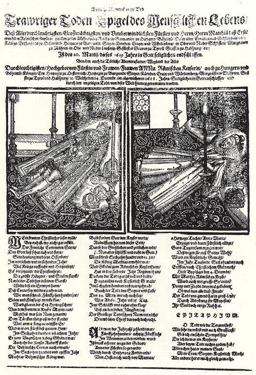 Holwein, Elias: König Matthias und Königin Anna auf dem Sterbebett, 20. März 1619 und 14. Dezember 1618