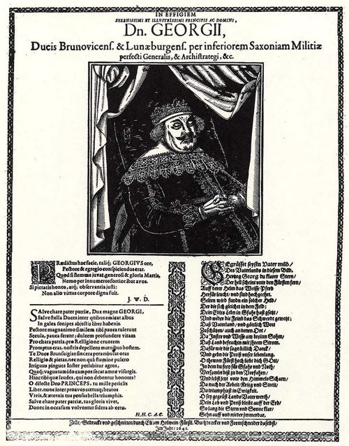 Holwein, Elias: Gedenkschrift und Sterbeportät des Herzogs Georg von Braunschweig und Lüneburg (1582-1641)