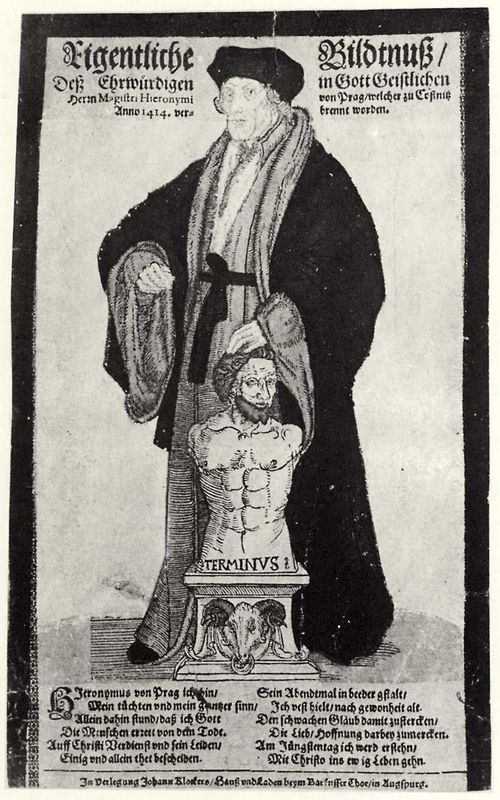 Klocker, Johann: Portrt des Johannes von Prag, der 1416 auf dem Scheiterhaufen verbrannt wurde